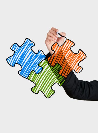 Drawing a puzzle concept