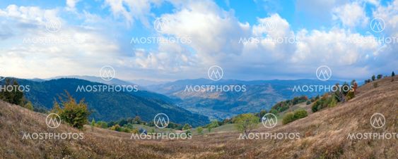 autumn morning country mountain panorama
