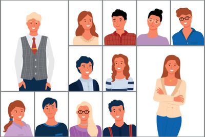 People Portrait, Crowd of Man and Woman Vector