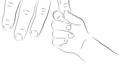 Parent and baby hand