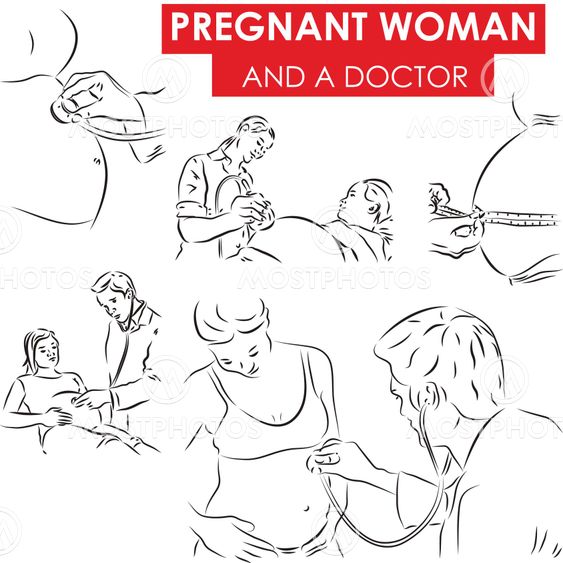 Pregnant woman and a doctor