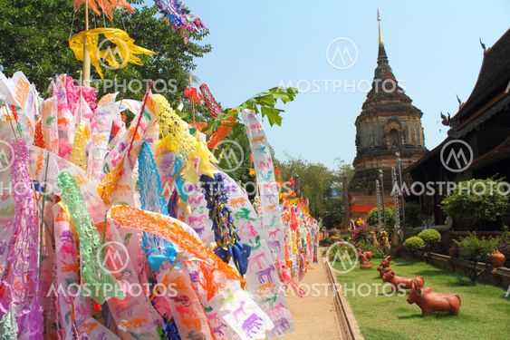 Color paper flag for Buddha worship
