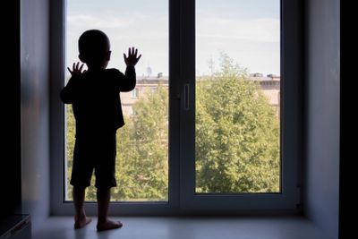 Domestic violence over child concept. The child