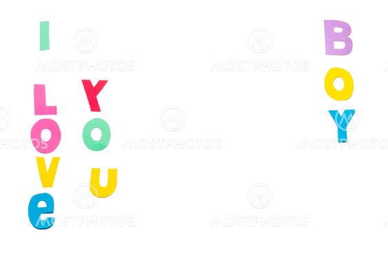 I love you boy text - white background