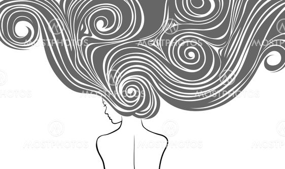 Woman with styling very long hairs