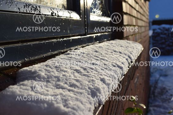 window sill with snow