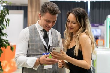 Professional Interaction at a Business Event Capturing...