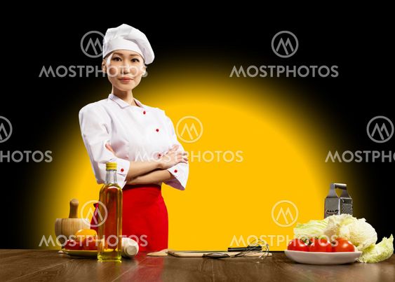 Portrait Asian woman cooks