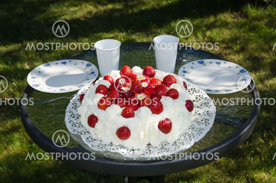 Summer cake at a table