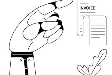 Hand Gesturing Toward Invoice with Feather Finance,...