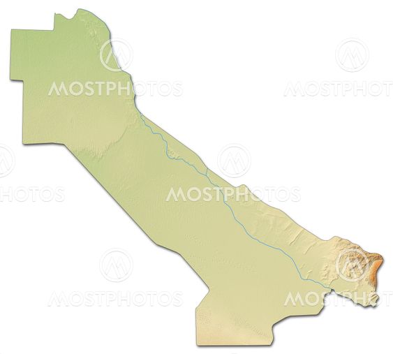 Relief map - Lebap (Turkmenistan) - 3D-Rendering