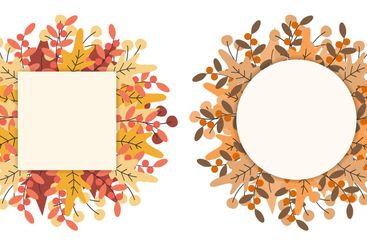 Autumn leaves, twig and berry wreath Square and Round...