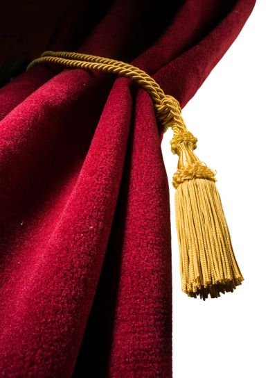Red velvet curtain with tassel