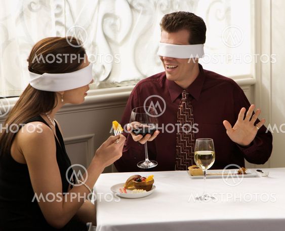 Couple on blind date.