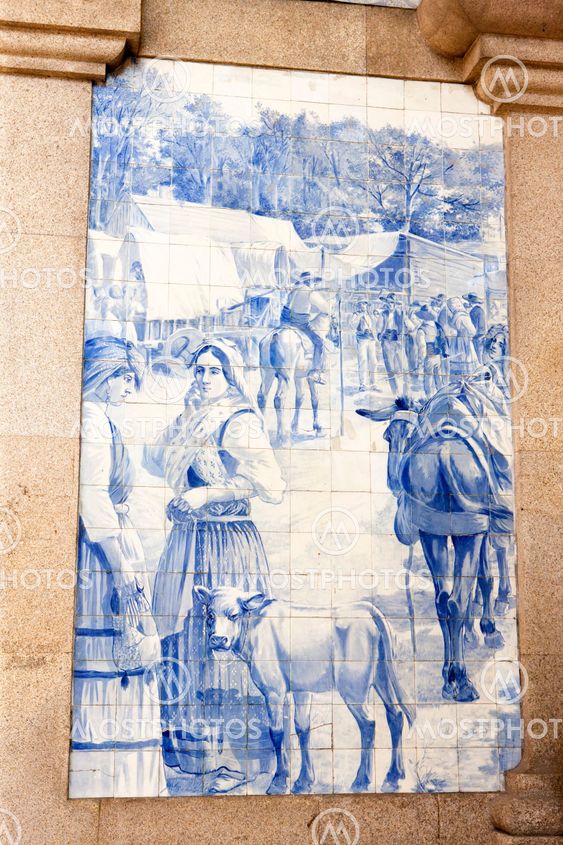 tiles (azulejos) at railway station of Porto, Portugal