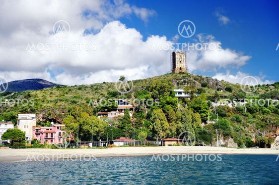 Beach and port of Marina di Camerota, Italy