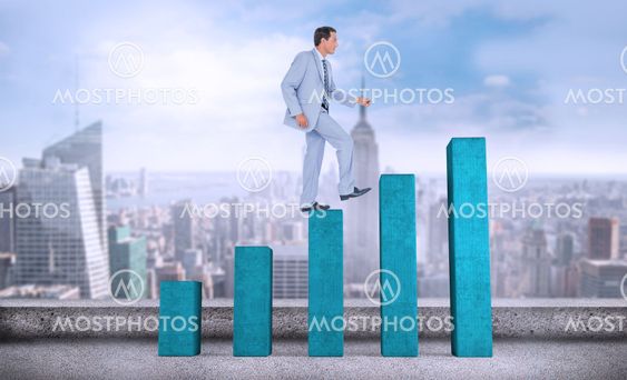 Composite image of side view of businessman walking on...