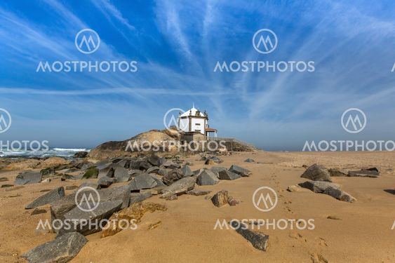 Miramar Beach and Chapel Senhor da Pedra, Atlantic ocean...