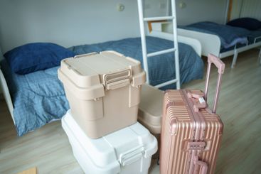 household stuff in room preparing to move