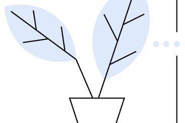 Plant growth concept with blue leaves and minimalistic...