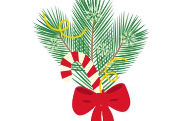 Pine twigs Striped Candy Cane Snowflakes Serpentine...