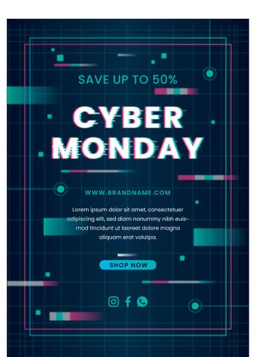 Flat design cyber monday flyer template