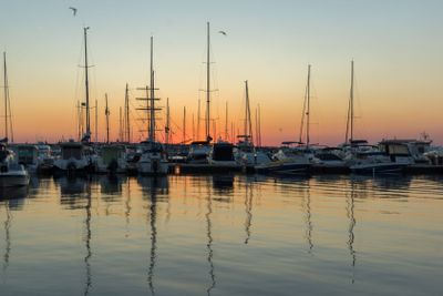 SOZOPOL, BULGARIA - JULY 11, 2016: Sunset at the port of...
