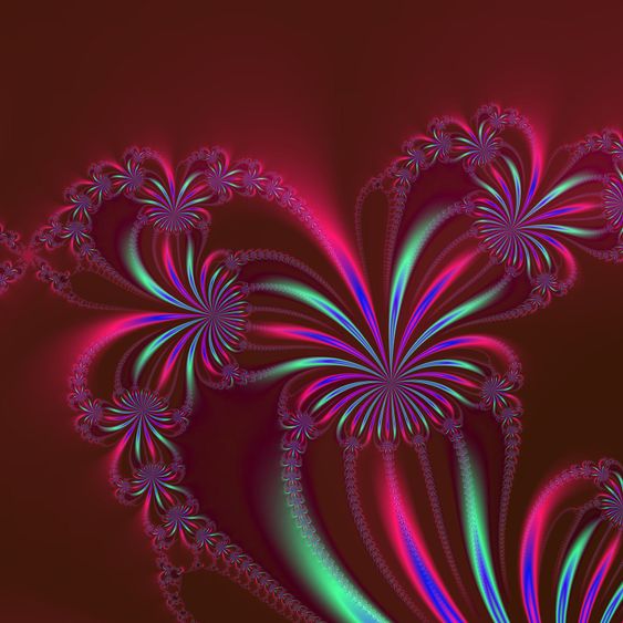 Spider Plant Fractal on Burgundy