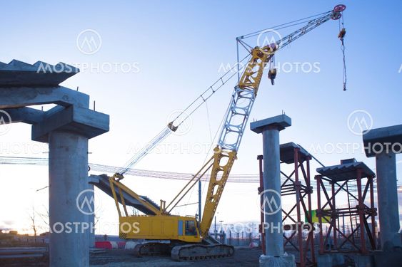 crane on construction of new bridge