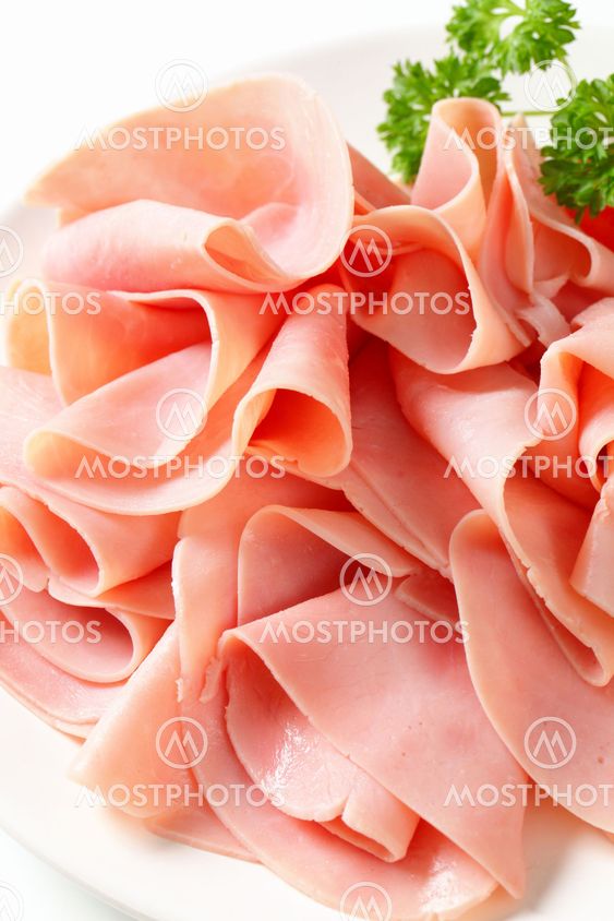 Thinly sliced ham