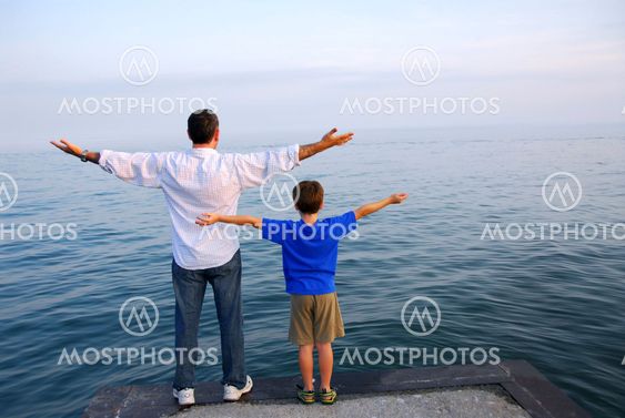 Father son ocean
