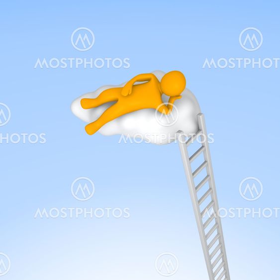 Man lying on cloud in the sky