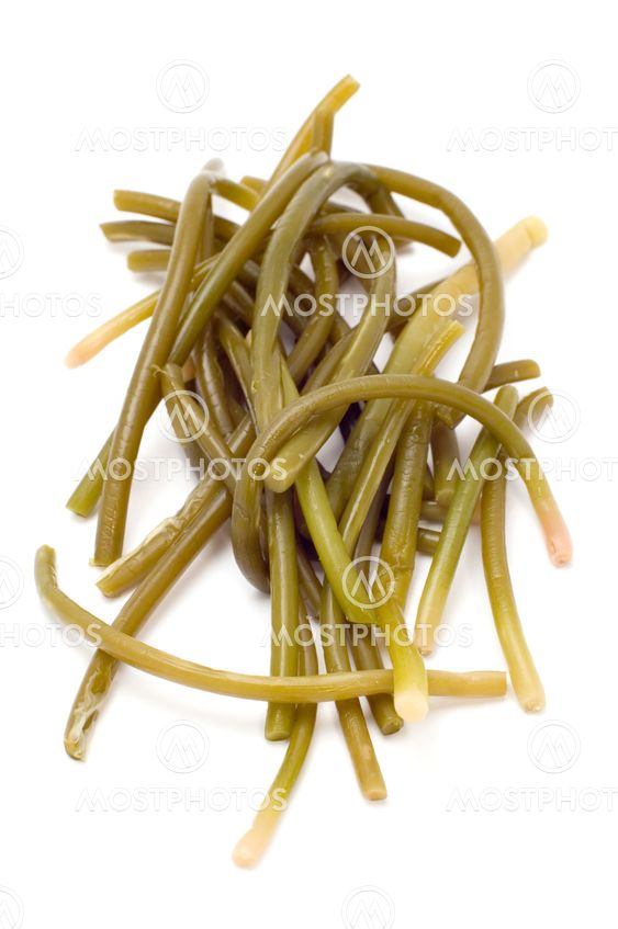 marinade stalk garlic on white