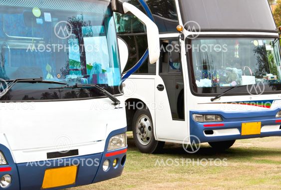 Bus, two cars.