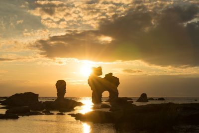 The rock coffee pot on the island Faro, Sweden,at sunset