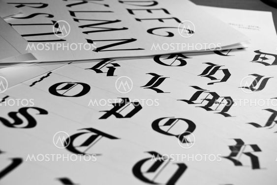 Calligraphically written alphabet