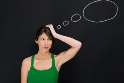 Student thinking with a thought balloon