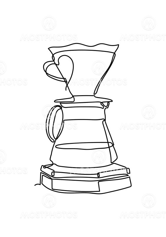 One Continuous line drawing of the coffee in modern...