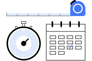 Measuring Tape, Stopwatch, and Calendar Emphasizing Time...