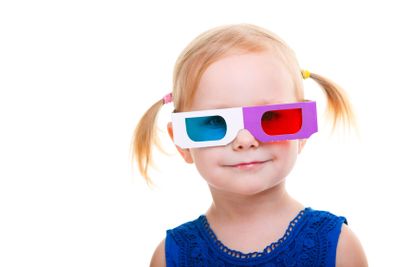 Toddler girl wearing 3D glasses