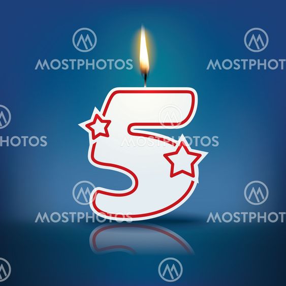 Candle number 5 with flame