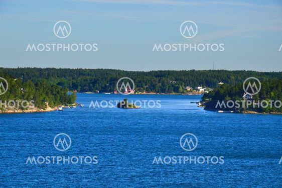 Swedish settlements on islets of Stockholm Archipelago in Baltic Sea, Sweden