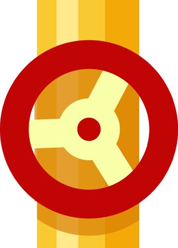 Yellow gas pipeline section featuring gray joints and a...