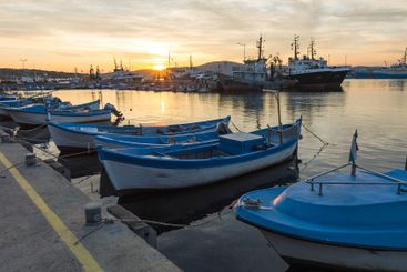 Sunset view of the port of Sozopol, Bulgaria