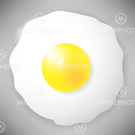 Fried Egg Icon Isolated on Grey. Top View.