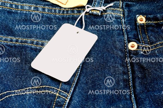 Blank price tag on Blue Jeans