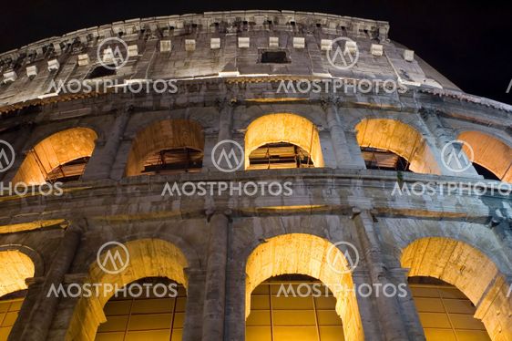 Coliseum in Italy closeup