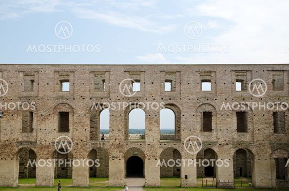 Wall with a lot of windows in an old castle