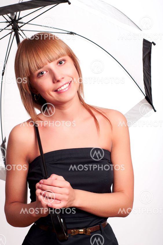 woman holding umbrella