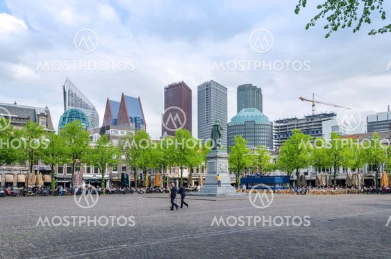 The Hague, Netherlands - May 8, 2015: People at Het Plein in The Hague's city centre